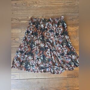 Venezia Floral A-Line Midi Skirt in Olive, Rust and Black